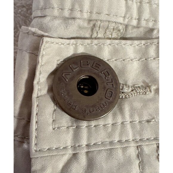 Mens Alberto Popeline Casual Cotton Pants W32 L34 Beige Dust Slim Fit Lightweigh - Picture 8 of 12